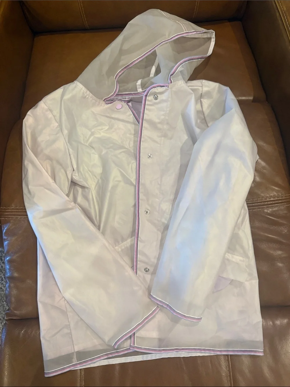 Cat & Jack Light Pink Hooded Raincoat with Purple Trim